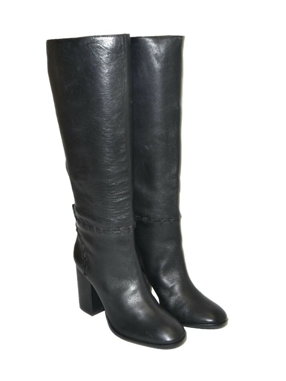 New Tory Burch Contraire Block Heel Leather Boot Black Size 7 DD19